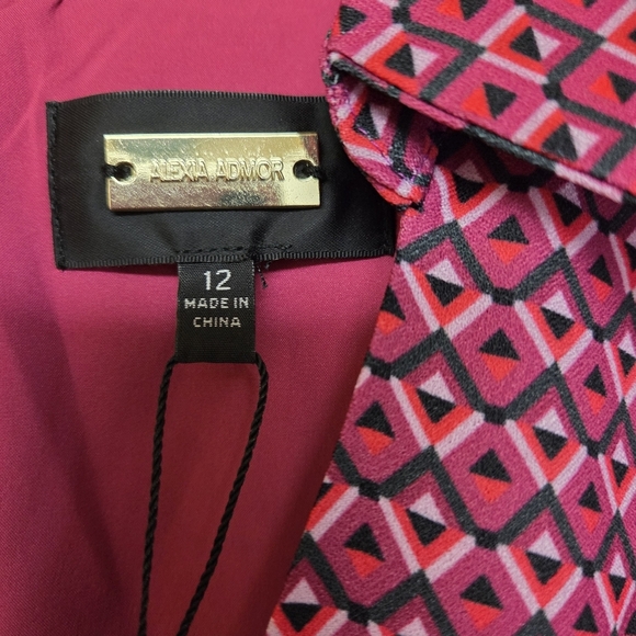 Alexia Admor Angellyne Midi Dress A-Line Geometric Academia Career Sz 12 - Picture 7 of 14